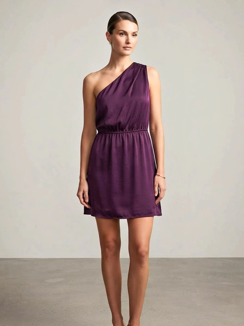 BCBGMAXAZRIA One-Shoulder Mini Dress in Purple Like New
